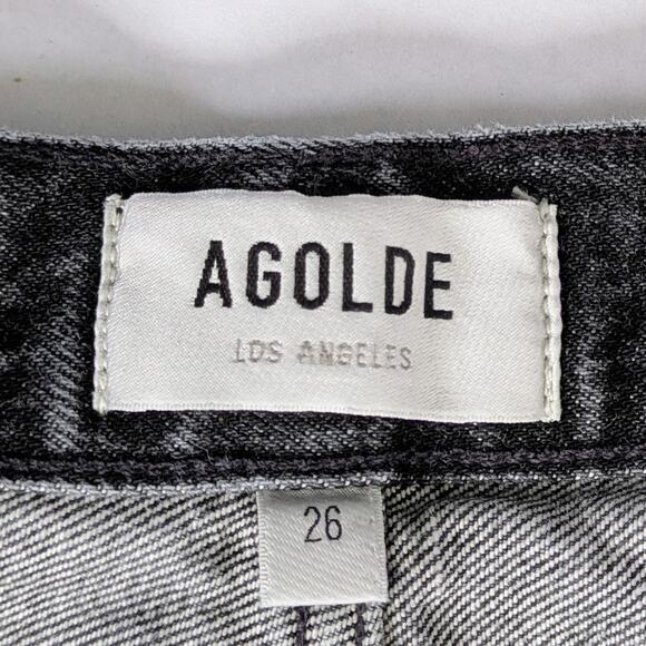 AGOLDE Fran Low Slung Jeans 26 Charcoal Straight Leg Rigid Button Fly - Picture 2 of 11